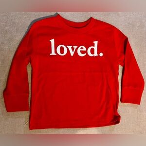 Red Kids Shirt with 'Loved' Print